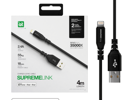 SUPREMELINK iPhone Lightning to USB-A 4M Cable Black on Sale