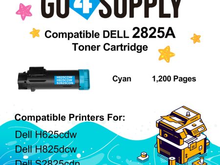 Compatible (2,500 Yield) Dell 2825 593-BBOX P3HJK Cyan Toner Cartridge Replacement for H825cdw H625cdw S2825cdn Printer on Sale