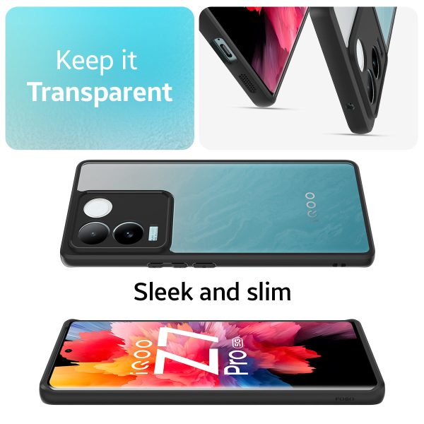 iQOO Z7 Pro Vivo T2 Pro 5G (FOSO) Skin Shock Proof Back Cover Case | (PC+TPU) - Black Hot on Sale