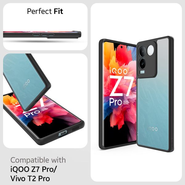 iQOO Z7 Pro Vivo T2 Pro 5G (FOSO) Skin Shock Proof Back Cover Case | (PC+TPU) - Black Hot on Sale