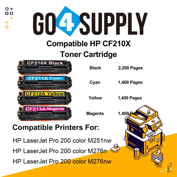 Compatible Set for HP CF210X Toner Cartridge Used for HP LaserJet Pro 200 color M251n  251nw  251MFP  M276n nw Printer Online Hot Sale