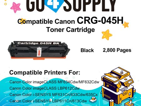 Compatible (High-Yield Page) CANON Black CRG045H CRG-045H Toner Cartridge Used for Color imageCLASS MF634Cdw LBP612Cdw MF632Cdw; i-SENSYS MF631Cn 633Cdw 635Cx LBP611Cn 613Cdw on Sale