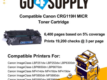 Compatible (High Page Yield) MICR Toner Cartridge Replacement for Canon 119H CRG119H CRG-119H Cheap