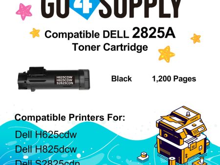 Compatible (3,000 Yield) Dell 2825 593-BBOW N7DWF Black Toner Cartridge Replacement for H825cdw H625cdw S2825cdn Printer Discount