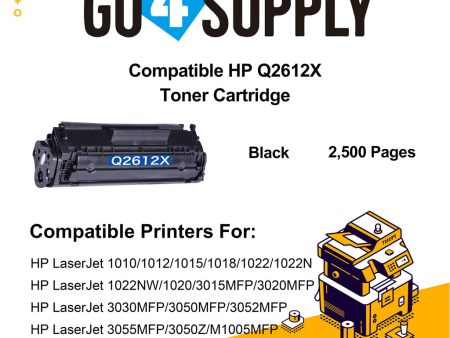 Compatible (High Page Yield) HP 12X 2612X Q2612X Toner Cartridge Replacement for LaserJet 1010 1012 1015 1018 1022 1022N 1022NW 1020 3015MFP 3020MFP 3030MFP 3050MFP 3052MFP 3055MFP 3050Z M1005MFP Printers Sale