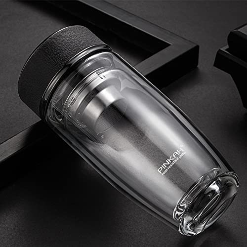 (PINKAH) Tea Infuser Glass Water Bottle - Black Online Hot Sale