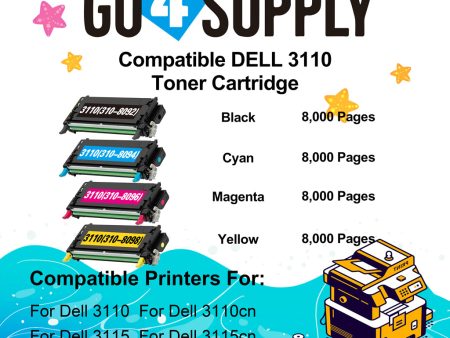 Compatible Dell 3110 Toner Cartridge Replacement for 310-8092, 310-8094, 310-8096, 310-8098 Used for Dell 3110cn, 3115cn, 3110, 3115 Print Sale