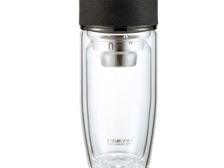 (PINKAH) Tea Infuser Glass Water Bottle - Black Online Hot Sale