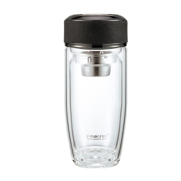 (PINKAH) Tea Infuser Glass Water Bottle - Black Online Hot Sale