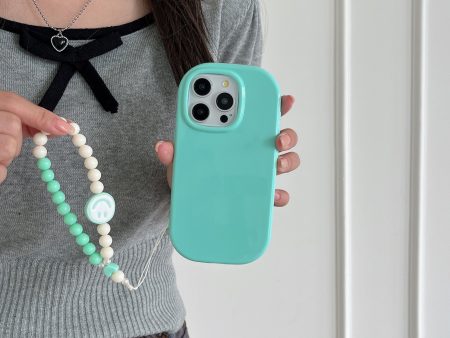 Oval Shape Silicon Case With Beaded Phone Charm for iPhone ( Sea Blue ) Online now