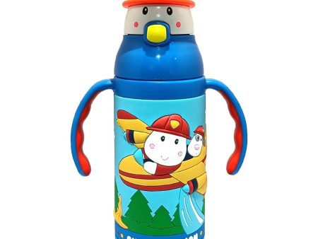 (PINKAH) Kids 3D Cap with Cartoon Design Bottle | Stainless Steel (380ML) - Pepa Blue Discount