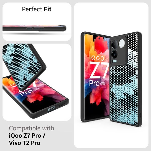 IQOO Z7 Pro Vivo T2 Pro (FOSO) Back Cover Case - Black (Honeycomb) Fashion