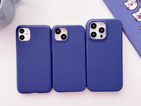 Grain Leather iPhone Case ( Blue ) Fashion