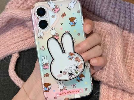 Cute Bunny Pattern Silicon Designer Case for iPhone With Magsafe Holder Online now