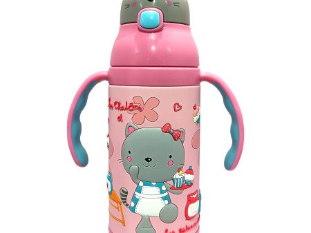 (PINKAH) Kids 3D Cap with Cartoon Design Bottle | Stainless Steel (380ML) - Tedy Pink For Cheap