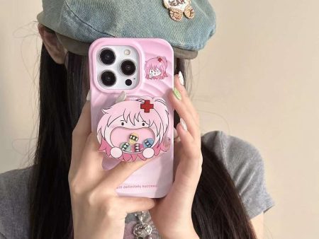 Cute Anime Girl Ripple Case for iPhone With Holder on Sale